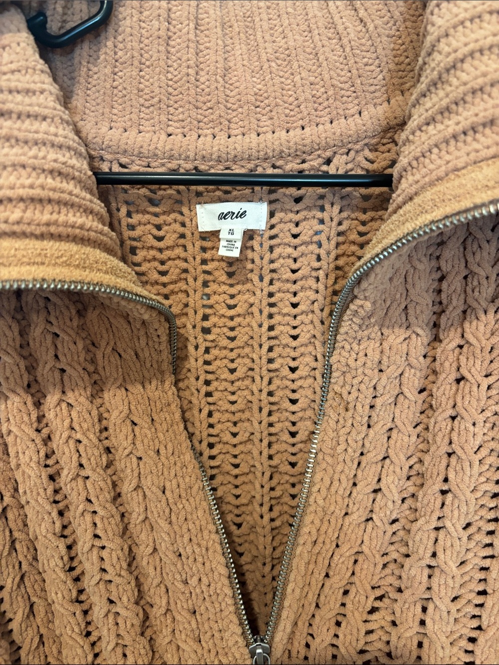 Aerie Quarter Zip Cable Knit Sweater - Picture 2 of 2